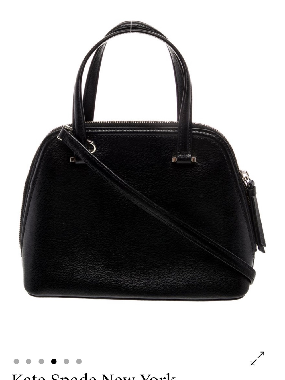 kate spade Black Leather Dome Satchel with Detachable Strap - Picture 3 of 6